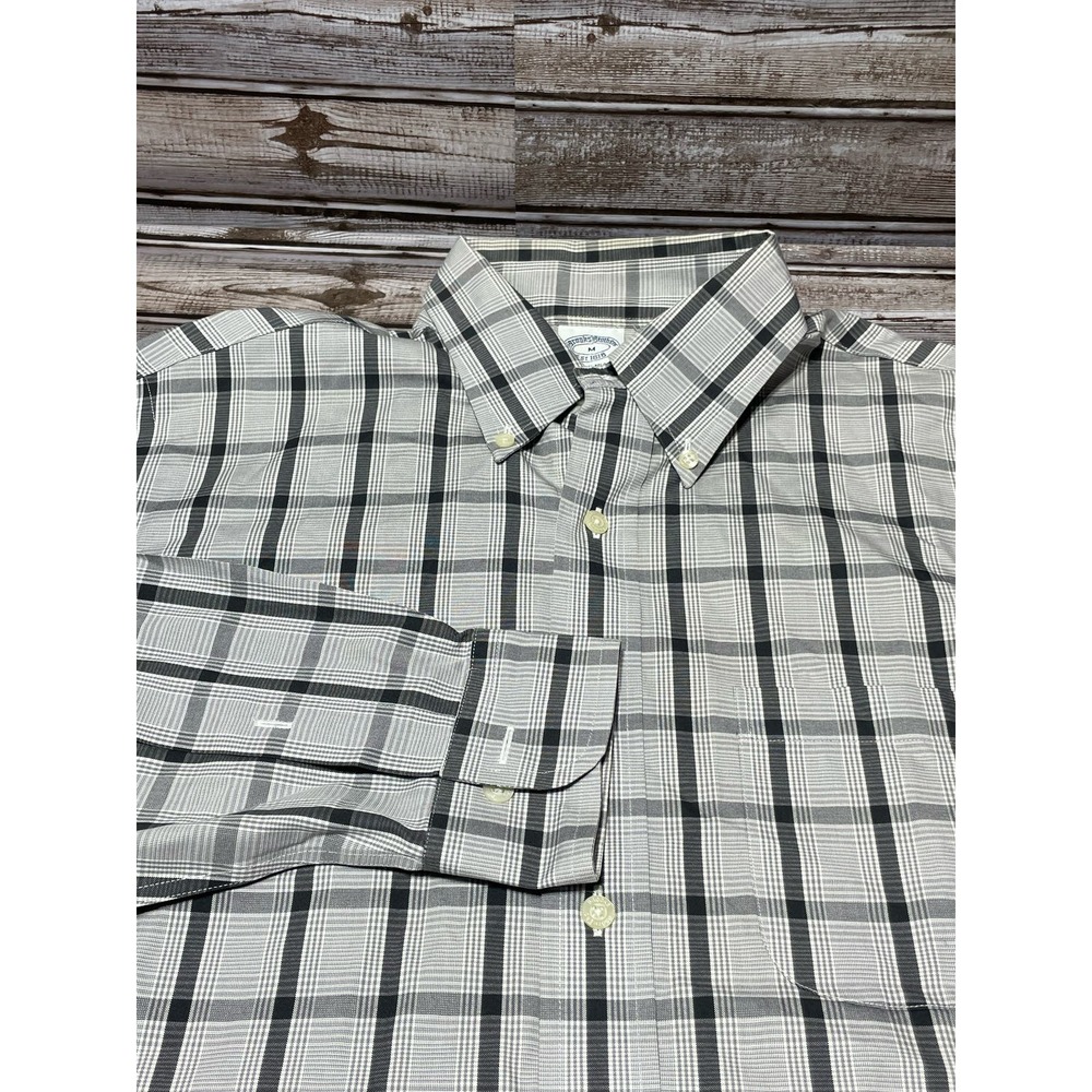 Brooks Brothers Long Sleeve Dress Shirt Black White Size Medium‎
